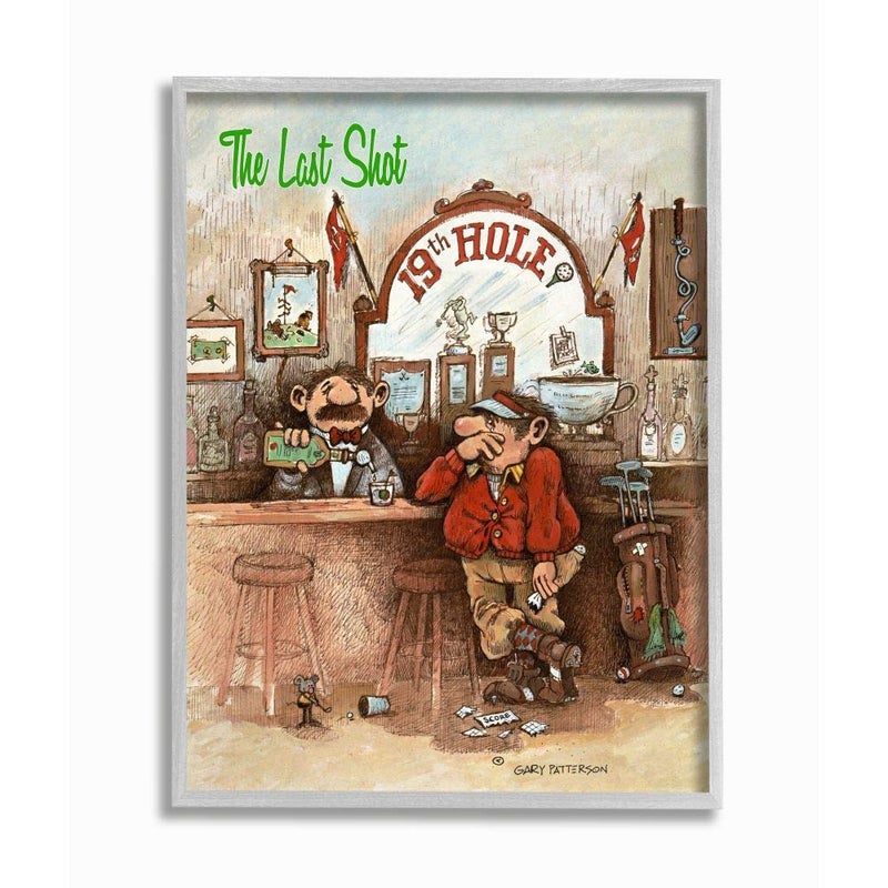 Stupell Industries The Last Shot Funny Golf Cartoon Sports Design Grey Framed Wall Art, Multi-Color, 11x14 (fda-188_GFF_11x14) - Image 1